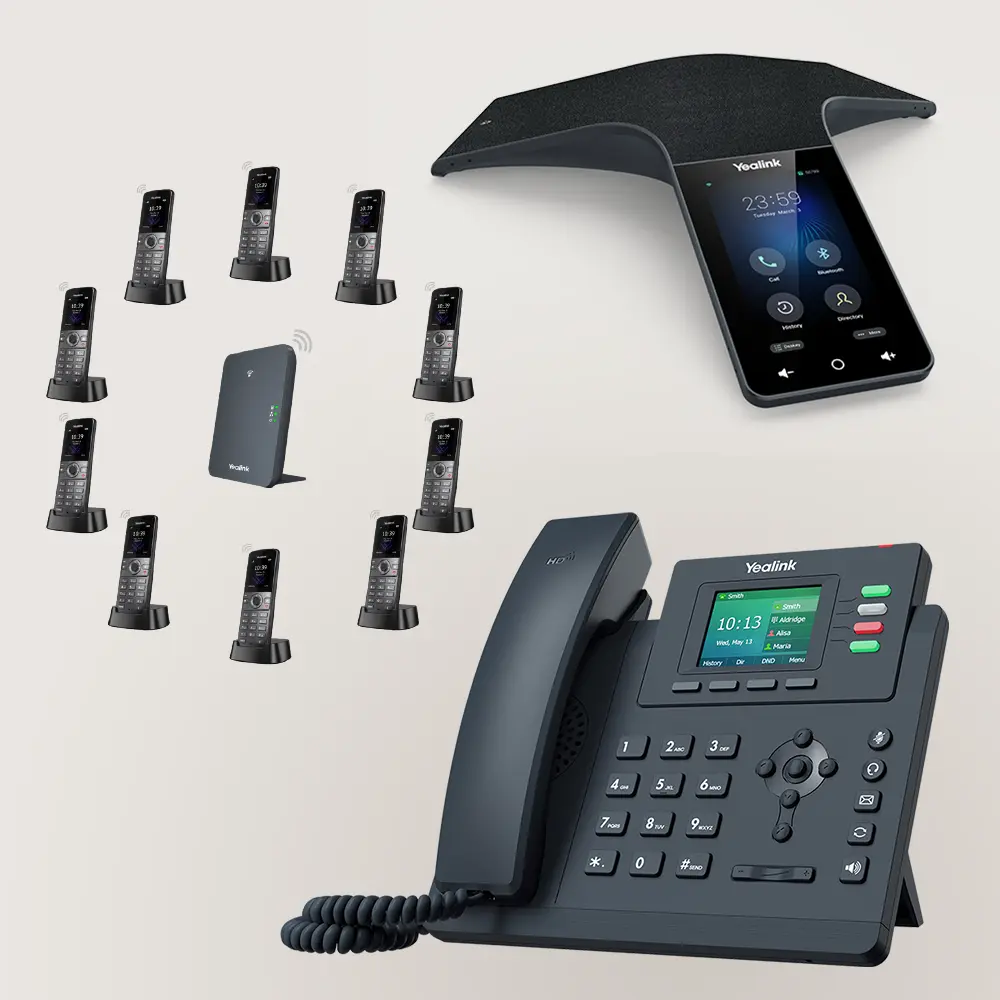 Installation et maintenance de téléphonie d’entreprise avec technicien configurant un système IP professionnel